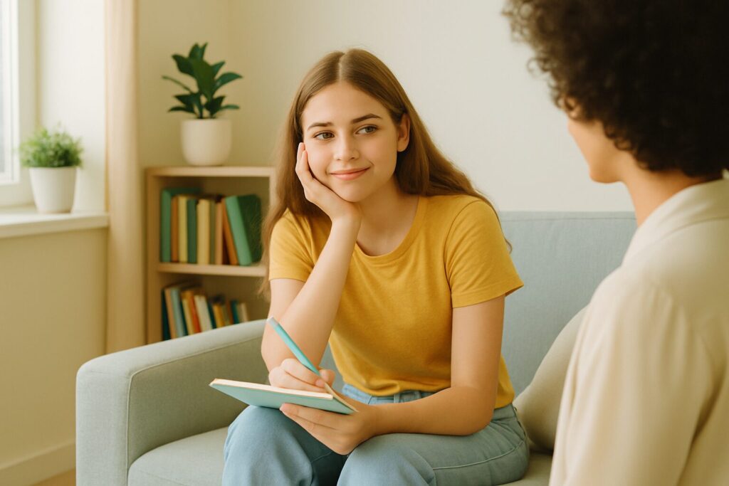 Confident teen after receiving therapy for anxiety in Seal Beach