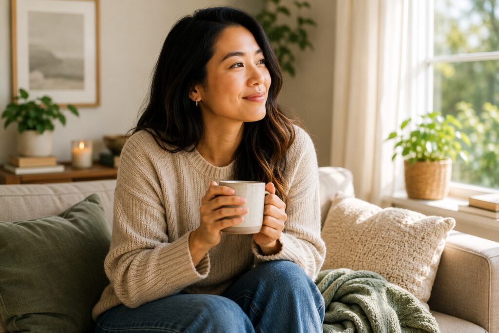 Woman feeling relieved after gaining clarity and support for ADHD symptoms
