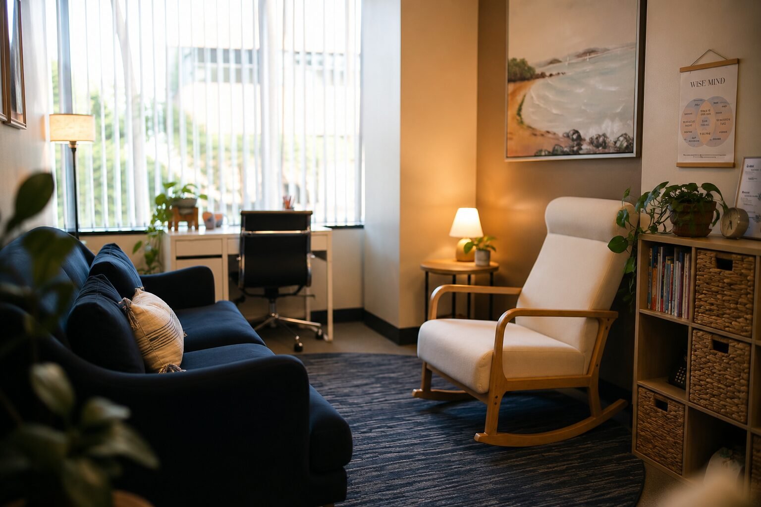 Cozy therapy room at Coastal Therapy & Wellness, Best Mental Health Service in Seal Beach, CA